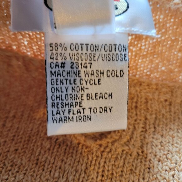 Vtg Talbots Womens S Textured Knit Sweater Gold 3/4 Sleeve Keyhole Button Detail - Picture 6 of 8